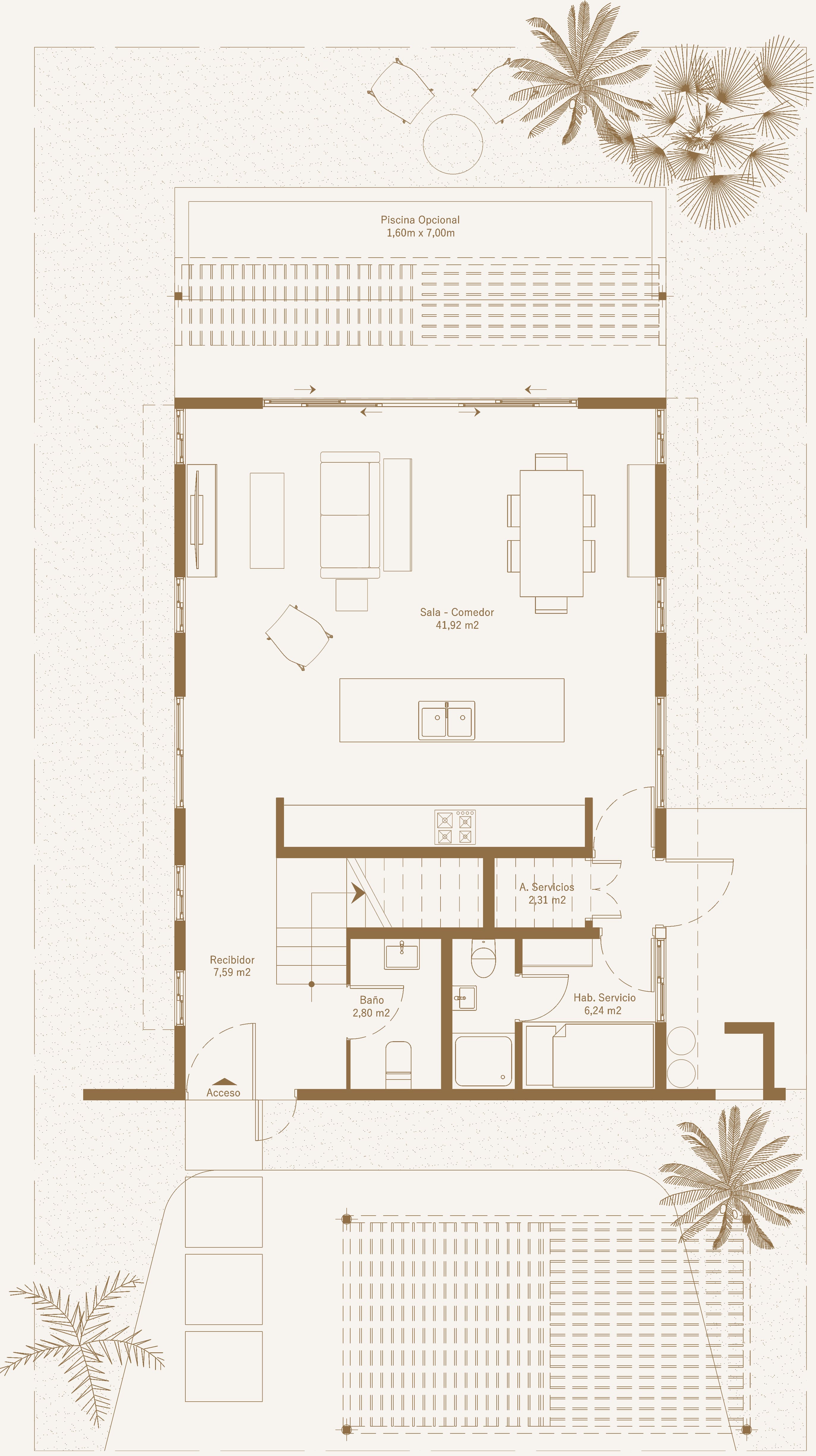Villa Tipo A — planta nivel 1